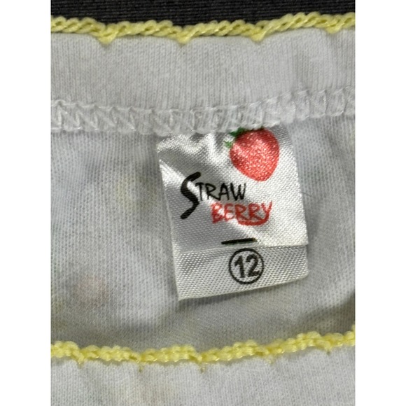 Strawberry Kids Size 12 White Floral Print Tank Top Yellow Trim Y2K - Picture 2 of 6